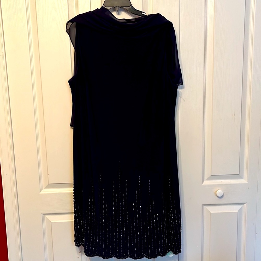 Midnight Blue formal dress - beaded knee-length